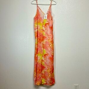 Van Winkle & Co. Peach & Yellow Spaghetti Strap Maxi Dress. Size XL